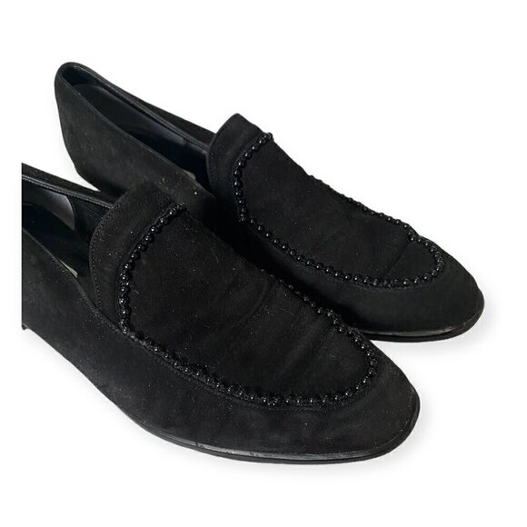 Vintage French Accessoire Diffusion Black suede loafer, Size 38.5EU,‎ beads - Picture 10 of 13